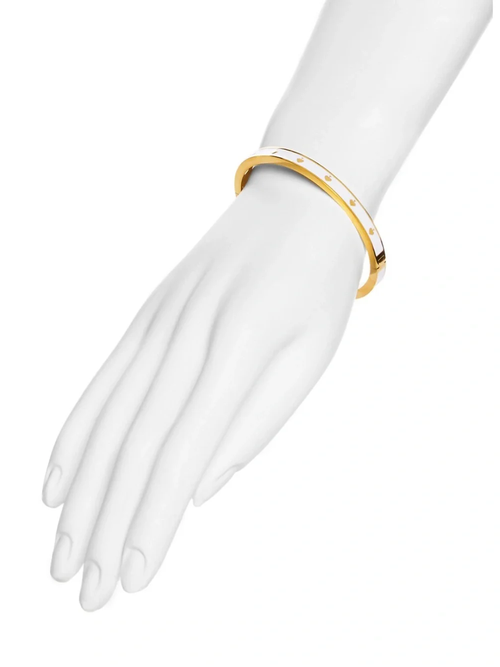 kate spade Spot the Spade Enamel Hinged Bangle Bracelet White Gold - Picture 4 of 12